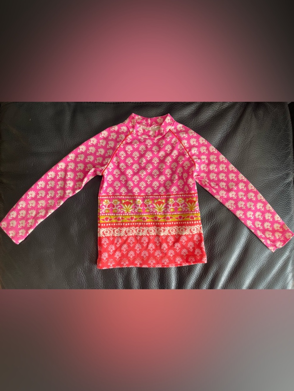 Mini Boden Pink & Coral Floral-Pattern Kids Rashguard